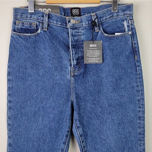 bdg Straight and Narrow High Rise Jeans Button Fly Frayed Hem 28 NEW - Picture 3 of 13